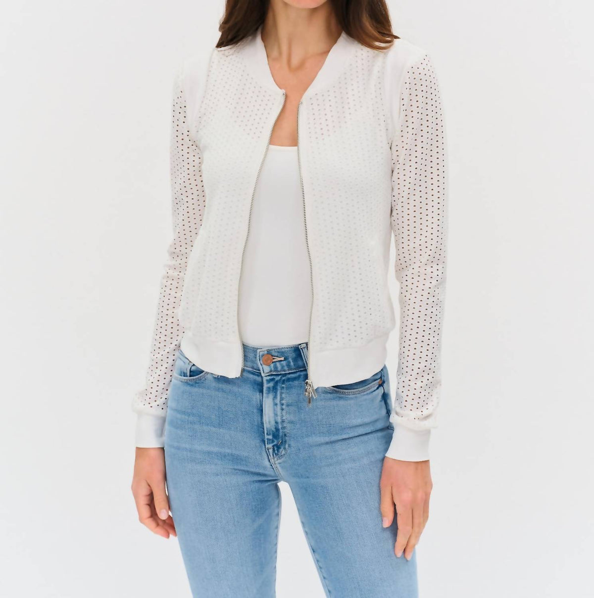 Six/Fifty - Cutout Knit Zipup Jacket