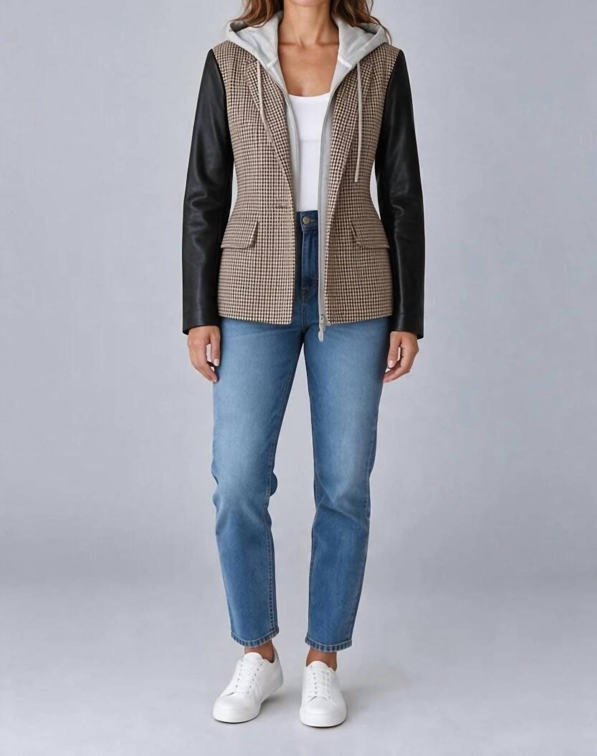 Six/Fifty - Mixed Media Checkered Jacket