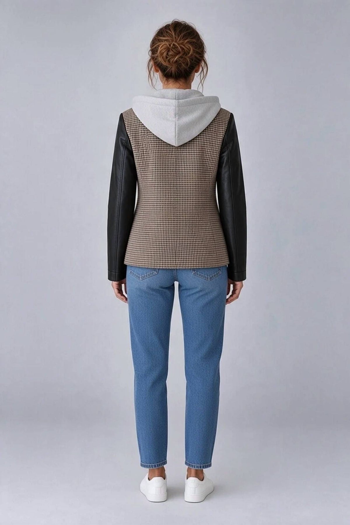 Six/Fifty - Mixed Media Checkered Jacket