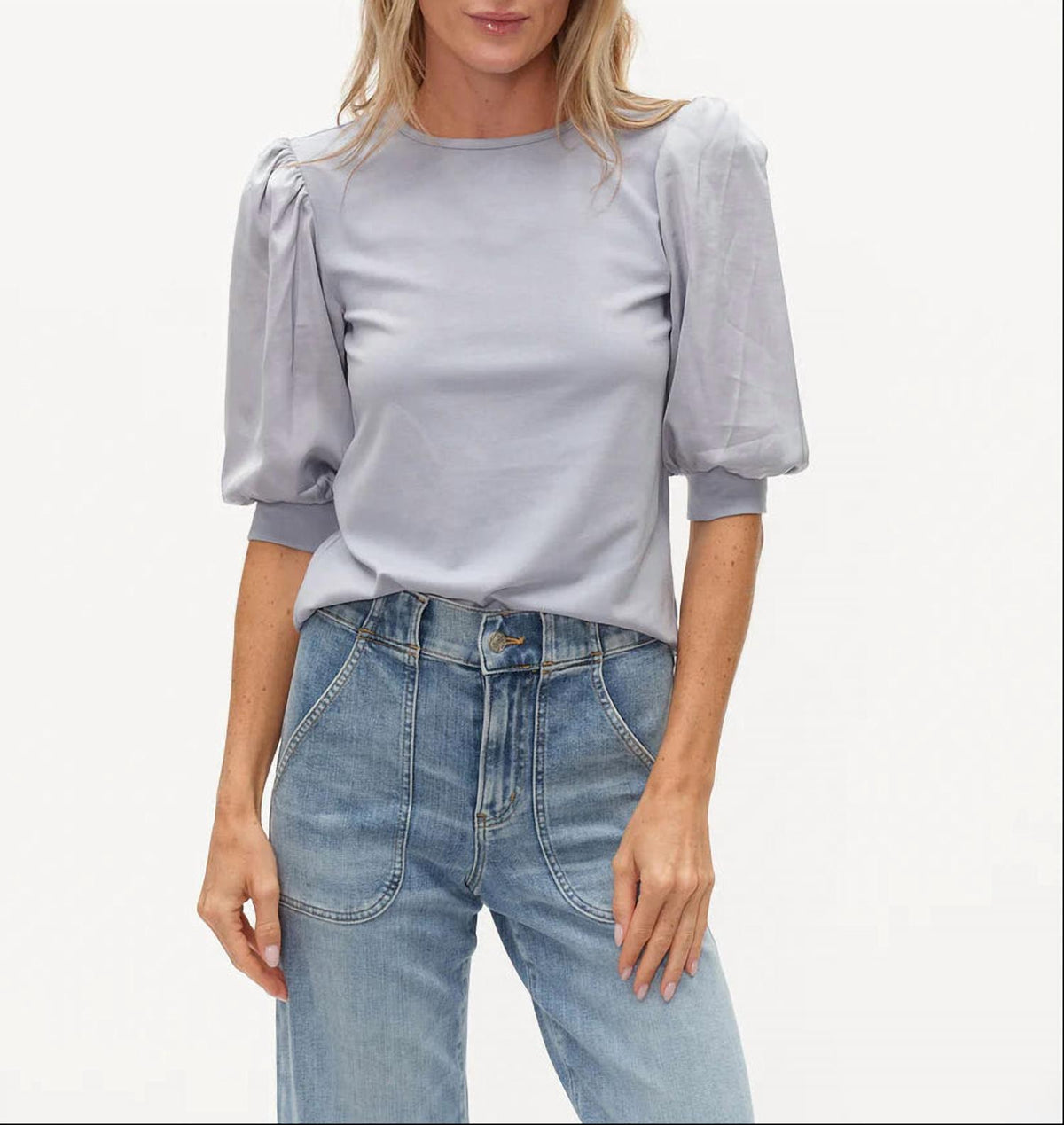 Six/Fifty - Solara Mixed Media Satin Top