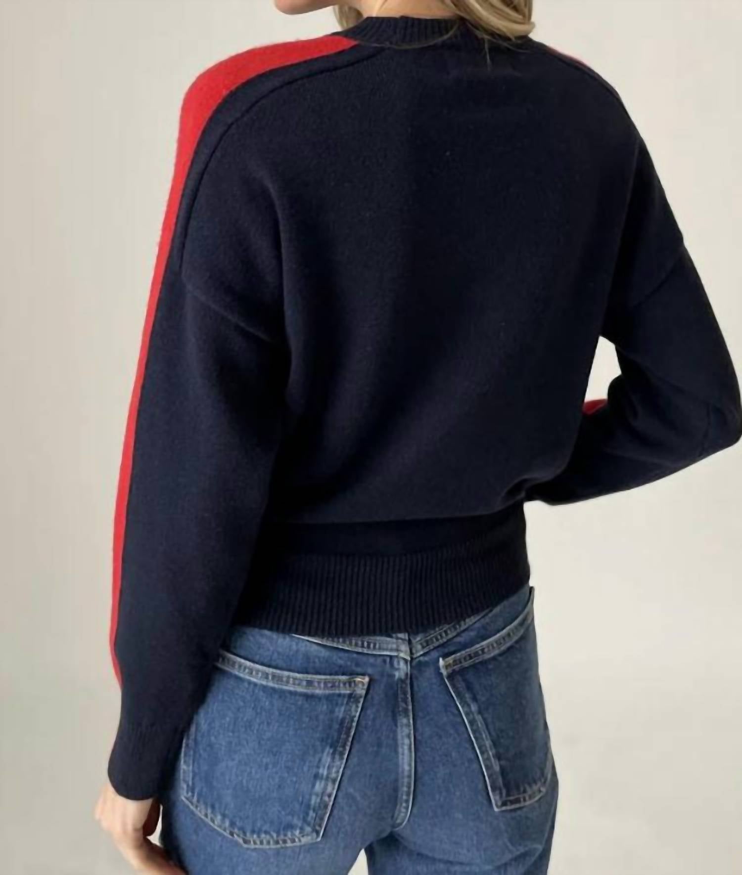 Six/Fifty - Lottie Striped Heart Sweater - blue - clothing - crew