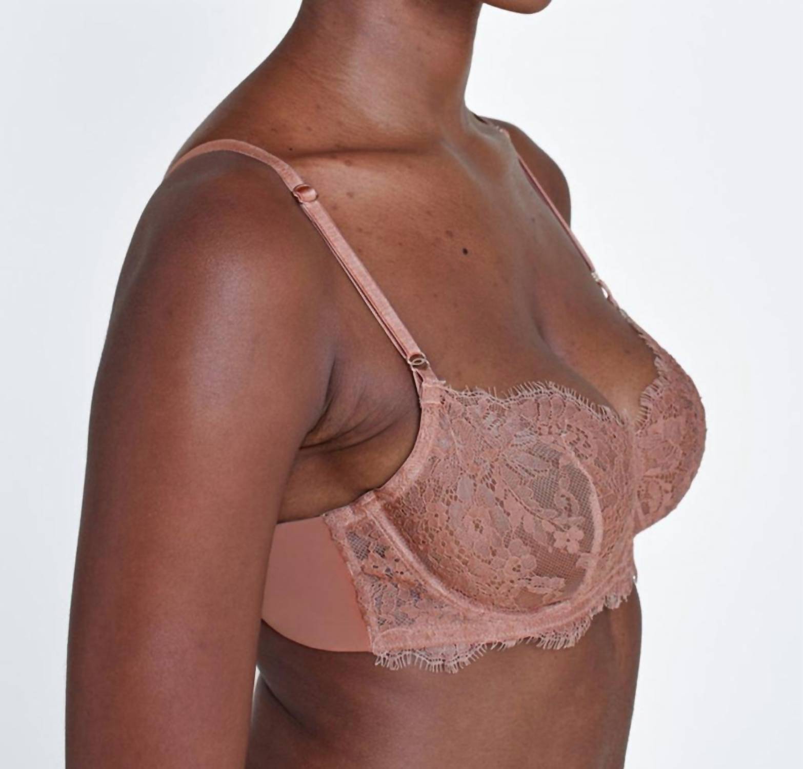 Skarlett Blue - Entice Lace Balconette Bra - bras - brown - clothing