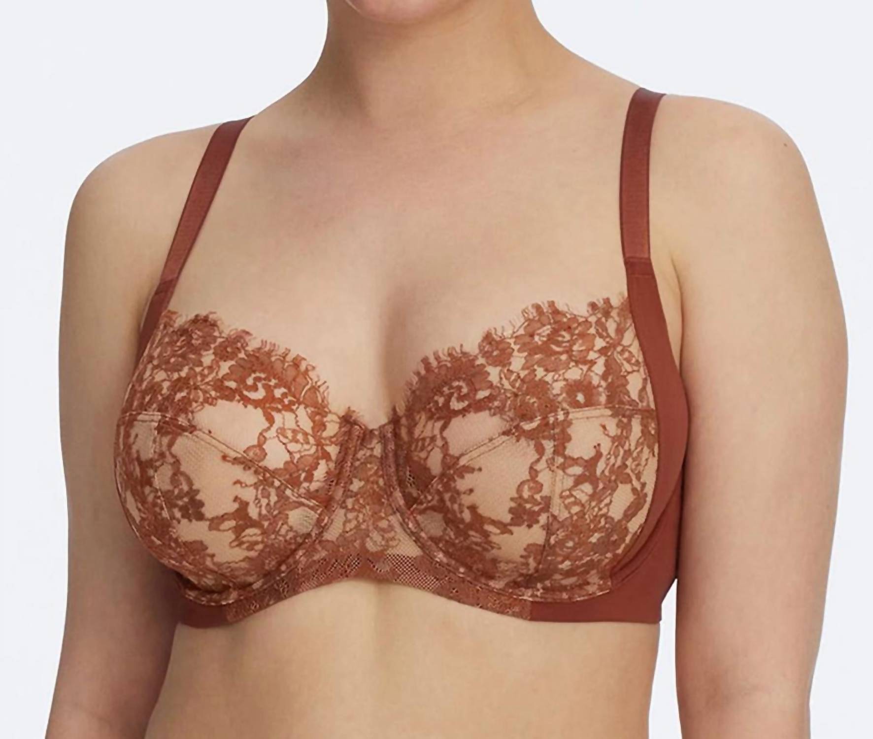 Skarlett Blue - Entice Lace Side Support Full Coverage Bra - bras - brown - clothing