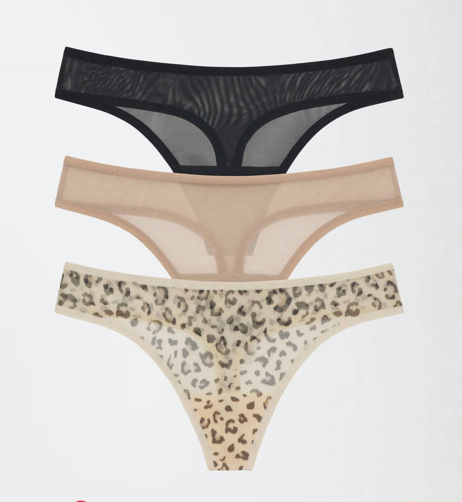 Skarlett Blue - Spellbound Mesh Thong - 3 - pack - animal - beige - clothing