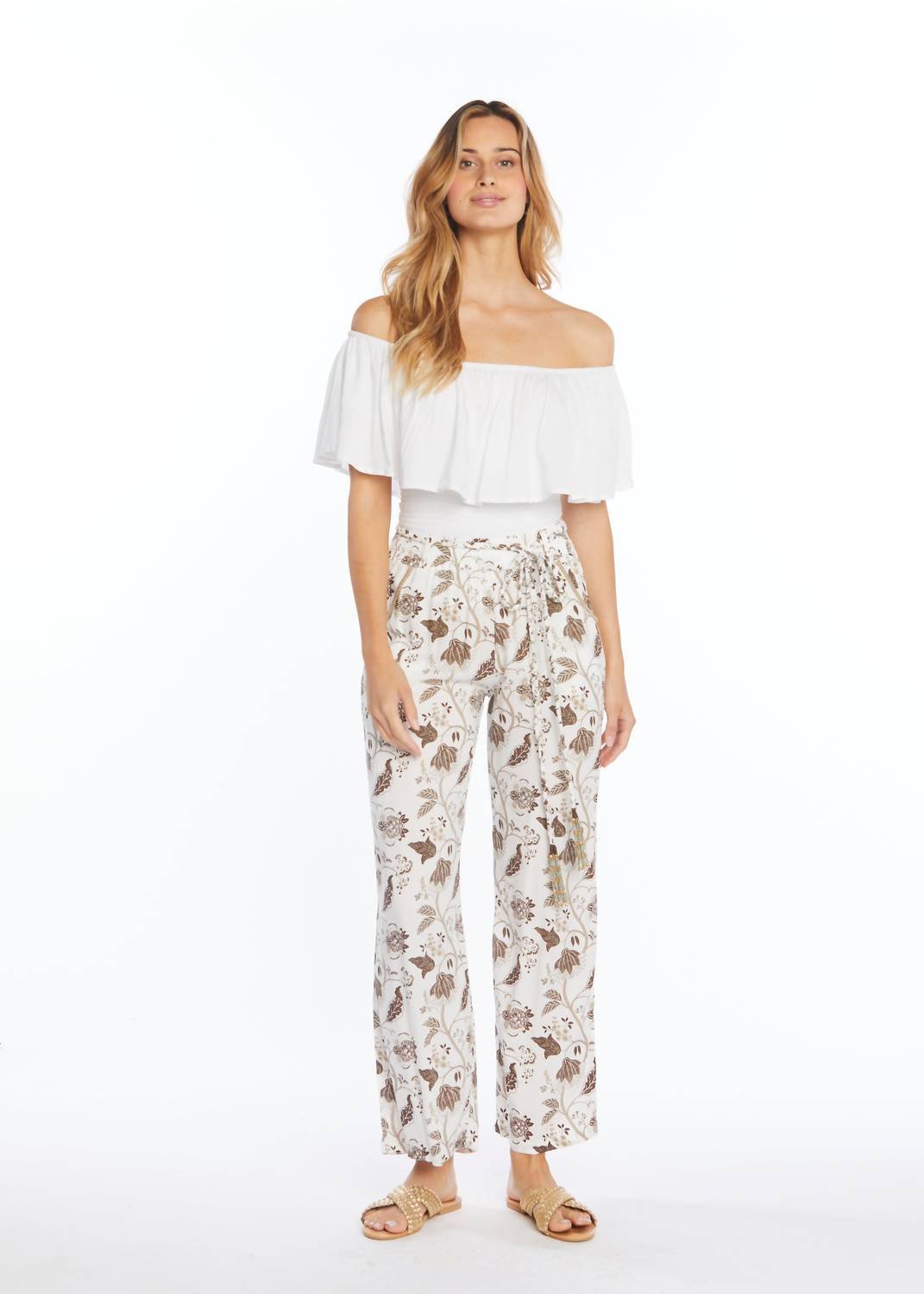 Skemo - Flower Pants With Braided Belt - clothing - floral - pants