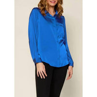Skies Are Blue - Effortlessly Iconic Button Down Top - plus - blouses - blue - clothing
