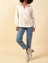 Skies Are Blue - Effortlessly Iconic Button Down Top - Plus - blouses - clothing - polyester