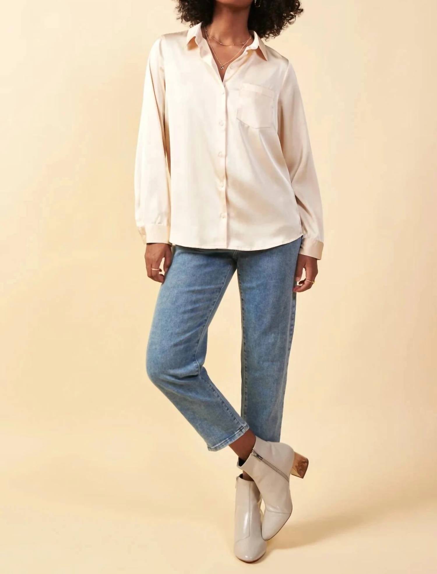 Skies Are Blue - Effortlessly Iconic Button Down Top - Plus - blouses - clothing - polyester