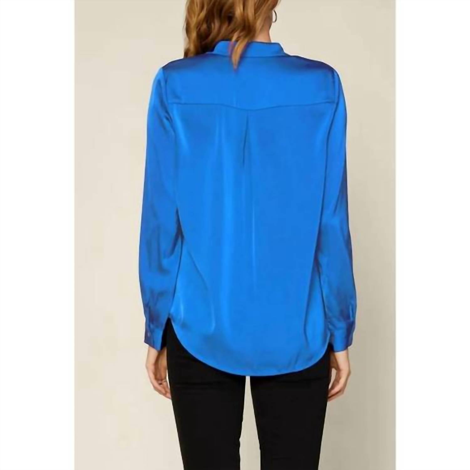 Skies Are Blue - Effortlessly Iconic Button Down Top - plus - blouses - blue - clothing
