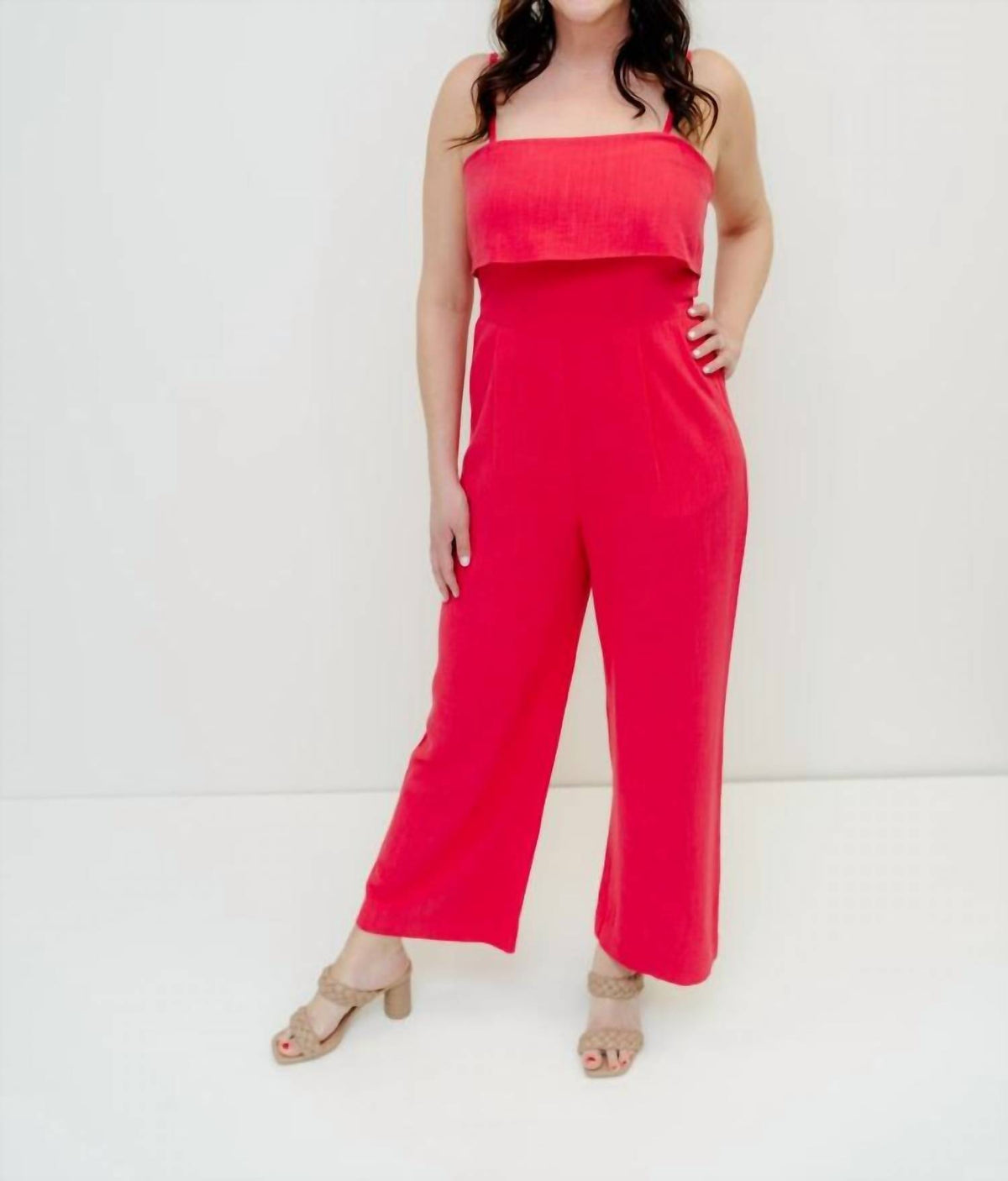 Skies Are Blue - Lacey Linen Blend Jumpsuit