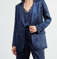 Skies Are Blue - One Button Satin Blazer