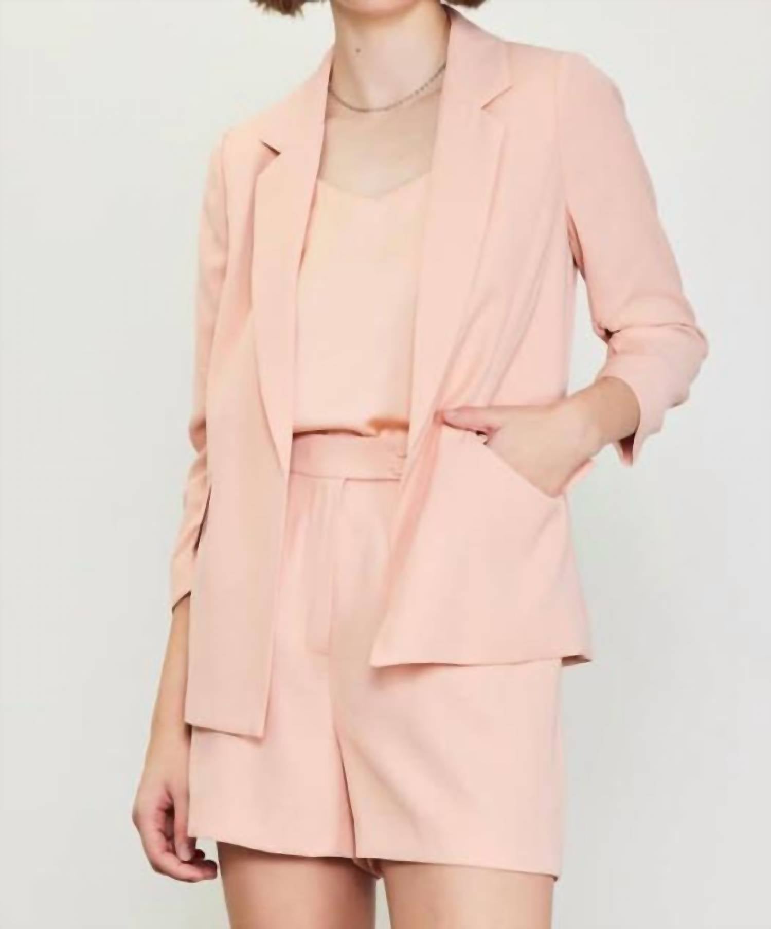 Skies Are Blue - Rouched Sleeve Blazer - blazers - clothing - jackets