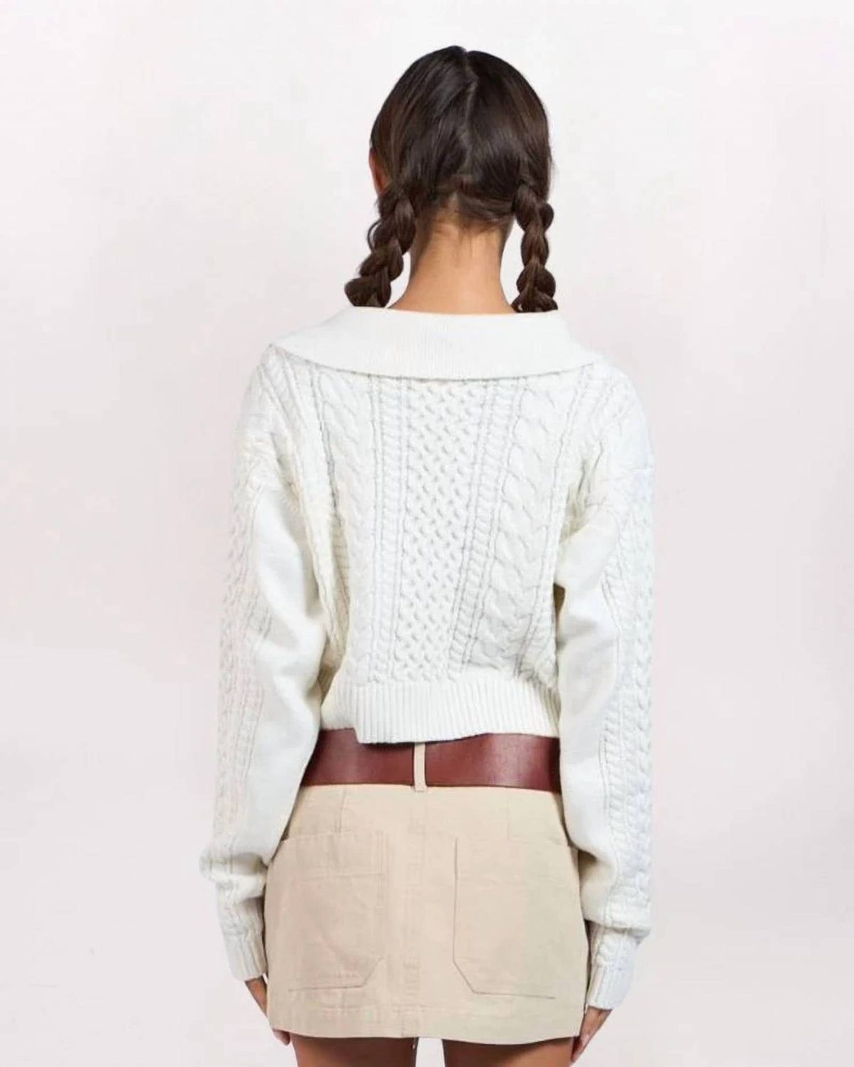 Sky To Moon - Collar Detail Cable Sweater