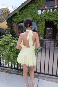 Sky To Moon - Floral Embossed Halter Open Back Mini Dress
