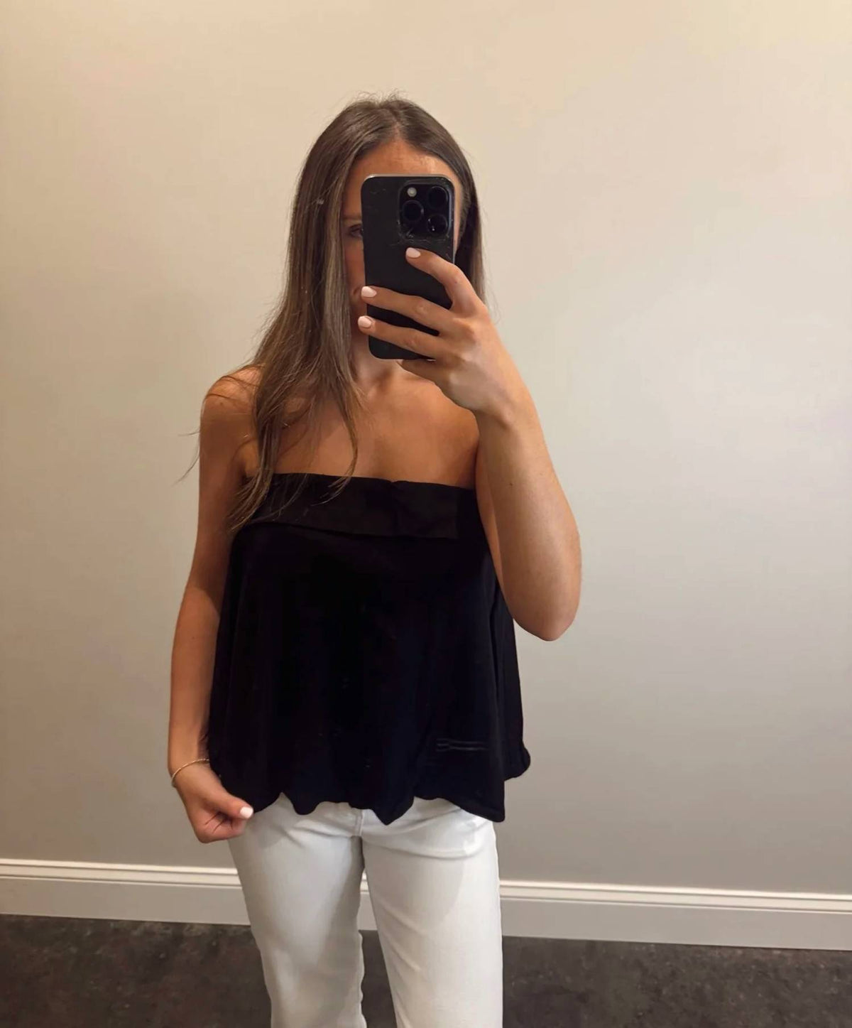 Sky To Moon - Linen Overfold Strapless Top