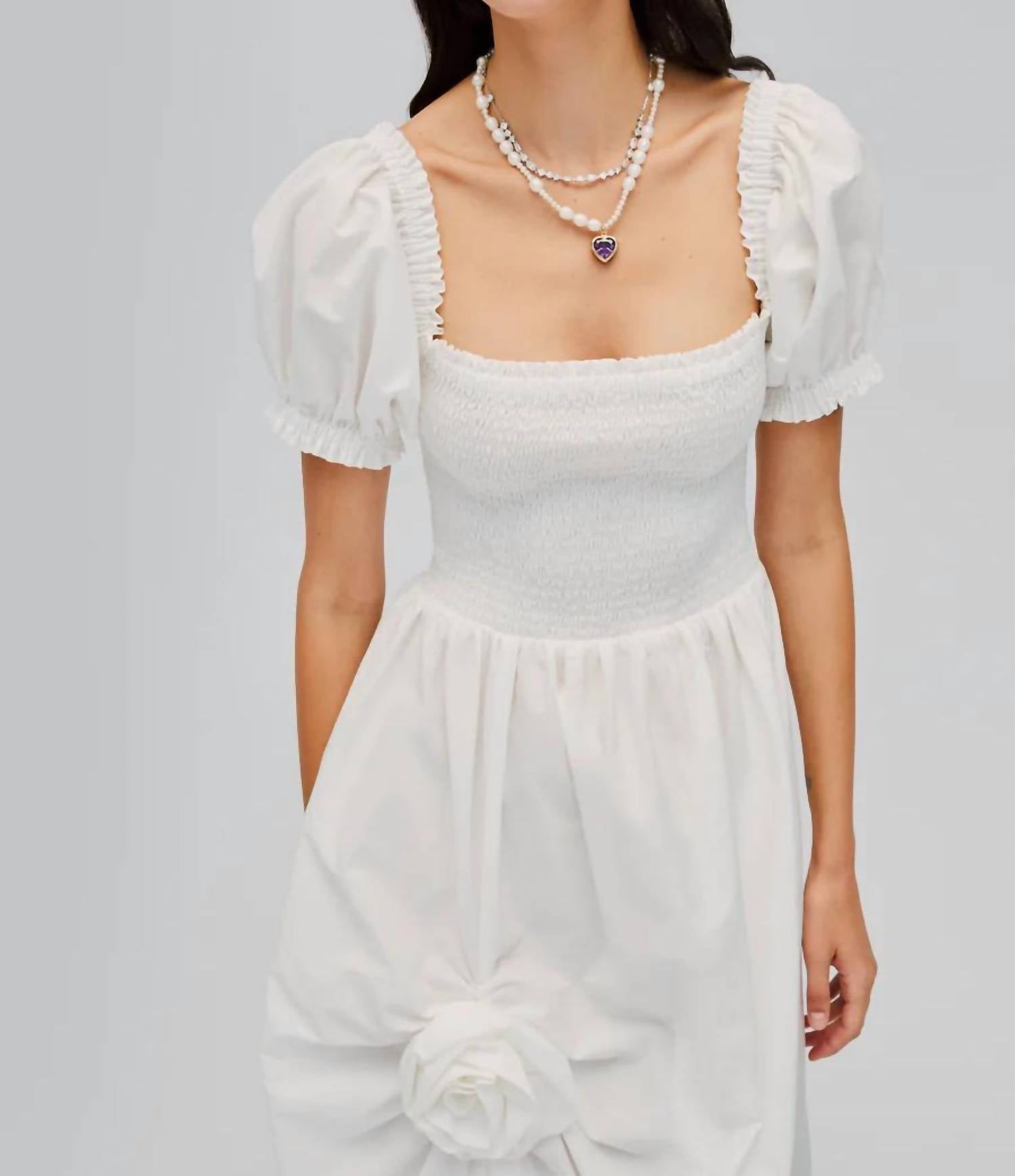 Sleeper - Belle Cotton Dress With Rose - clothing - cotton - dresses