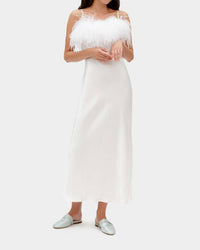 Sleeper - Boheme Midi Slip Dress With Ostrich Feathers - clothing - dresses - maxi