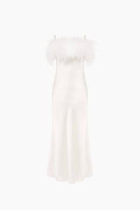 Sleeper - Boheme Midi Slip Dress With Ostrich Feathers - clothing - dresses - maxi
