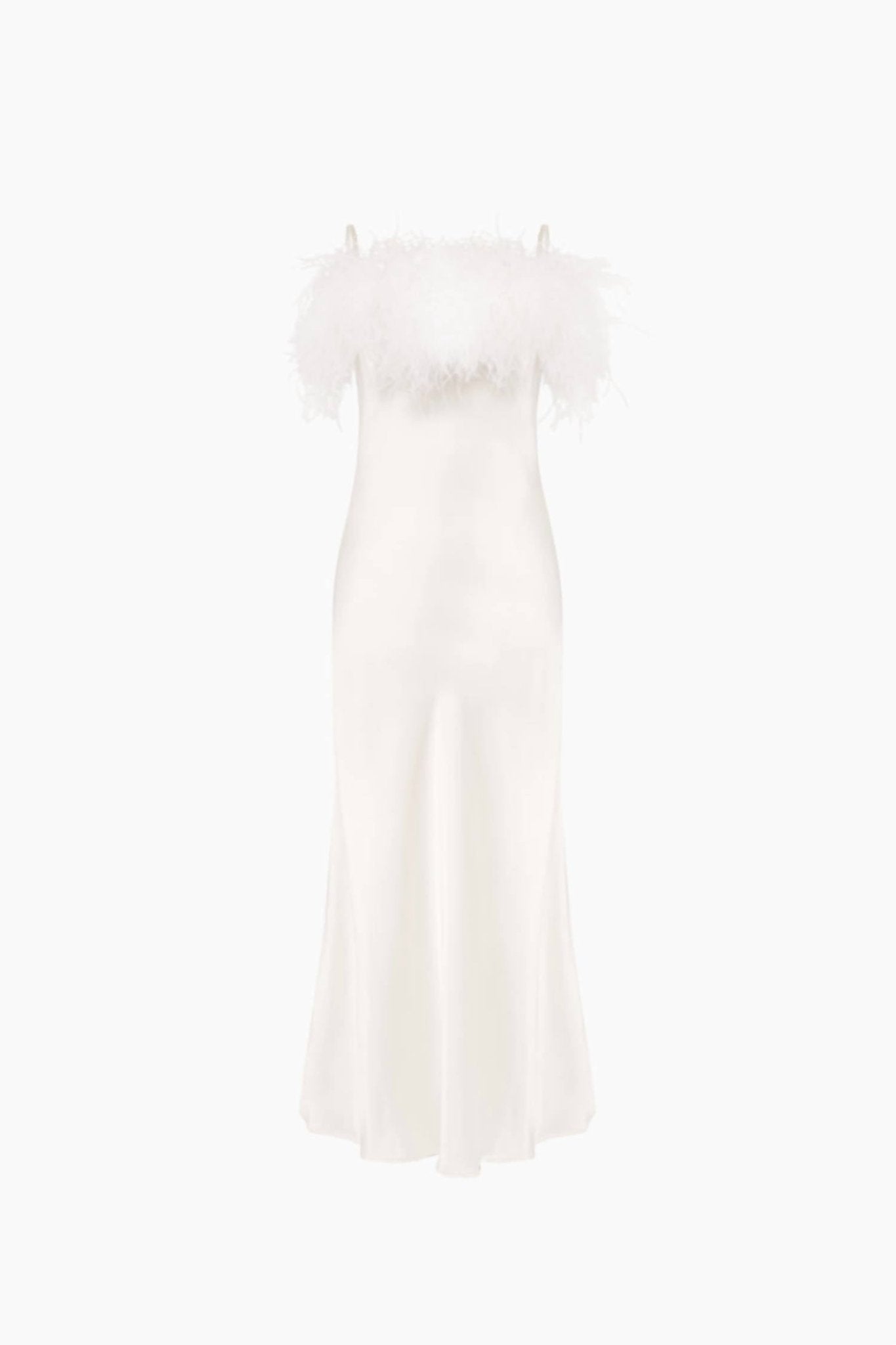 Sleeper - Boheme Midi Slip Dress With Ostrich Feathers - clothing - dresses - maxi
