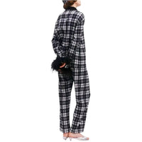 Sleeper - Feather Trim Plaid Flannel Pajama Set