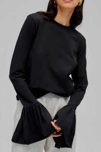 Sleeper - Ruffled Stretch-cotton Jersey T-shirt