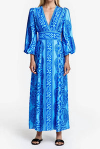 Smythe - Crossover Midi Dress - blue - clothing - dresses
