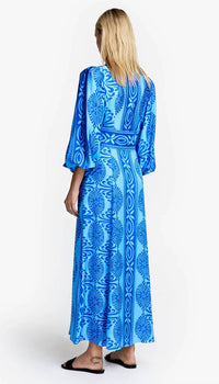 Smythe - Crossover Midi Dress - blue - clothing - dresses