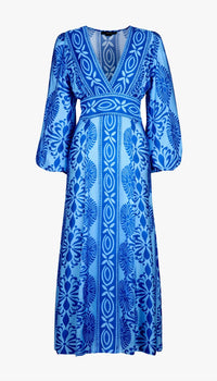 Smythe - Crossover Midi Dress - blue - clothing - dresses