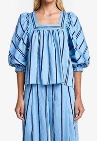 Smythe - Square Neck Top - blouses - blue - clothing