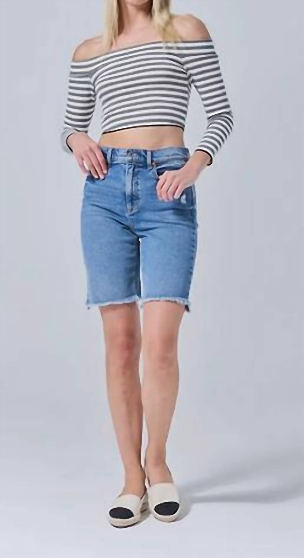 Sneak Peek - Bermuda Shorts With Slight Hip Distressing