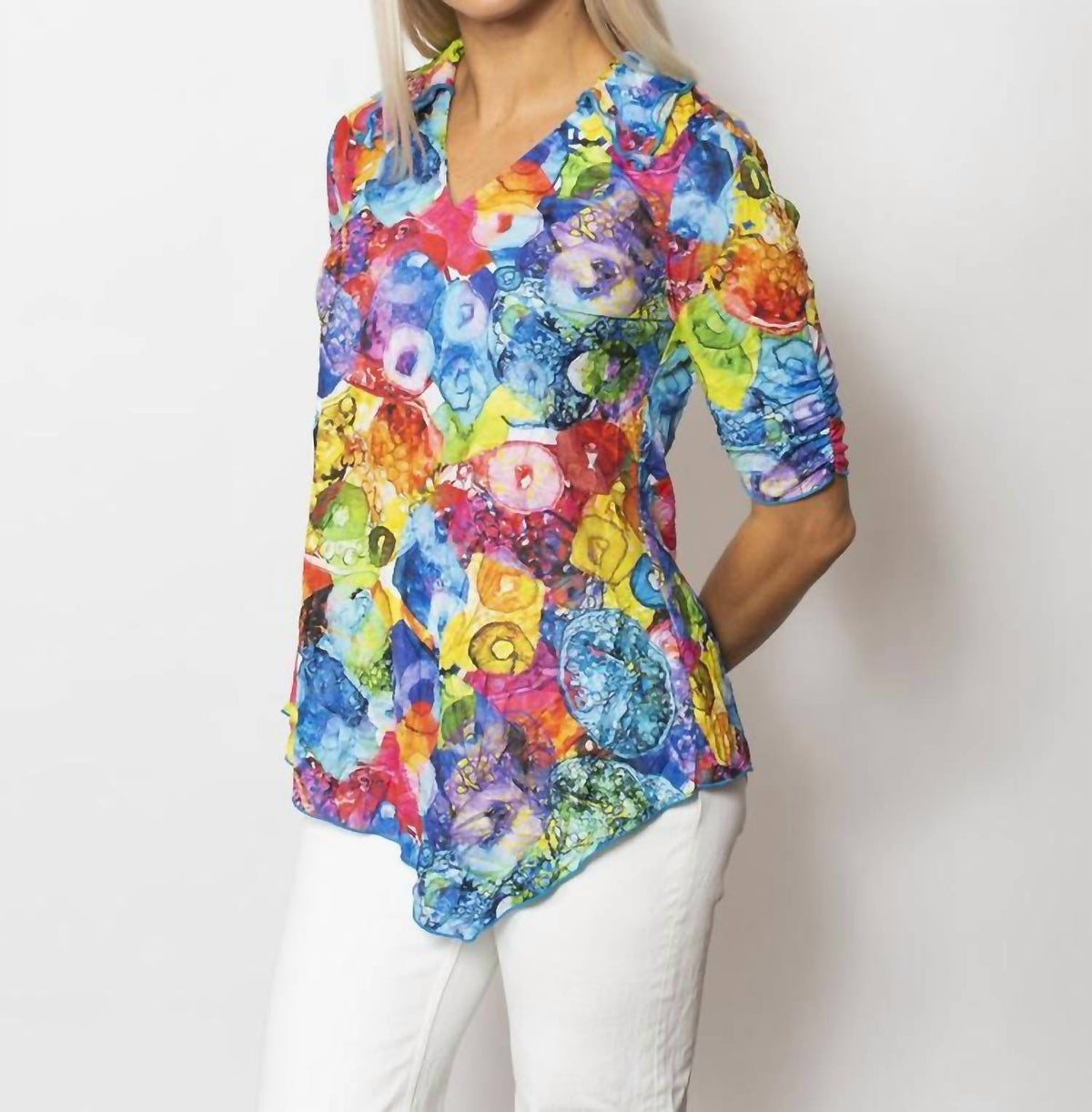 Sno Skins - Printed Crinkle Johnny Collar Top