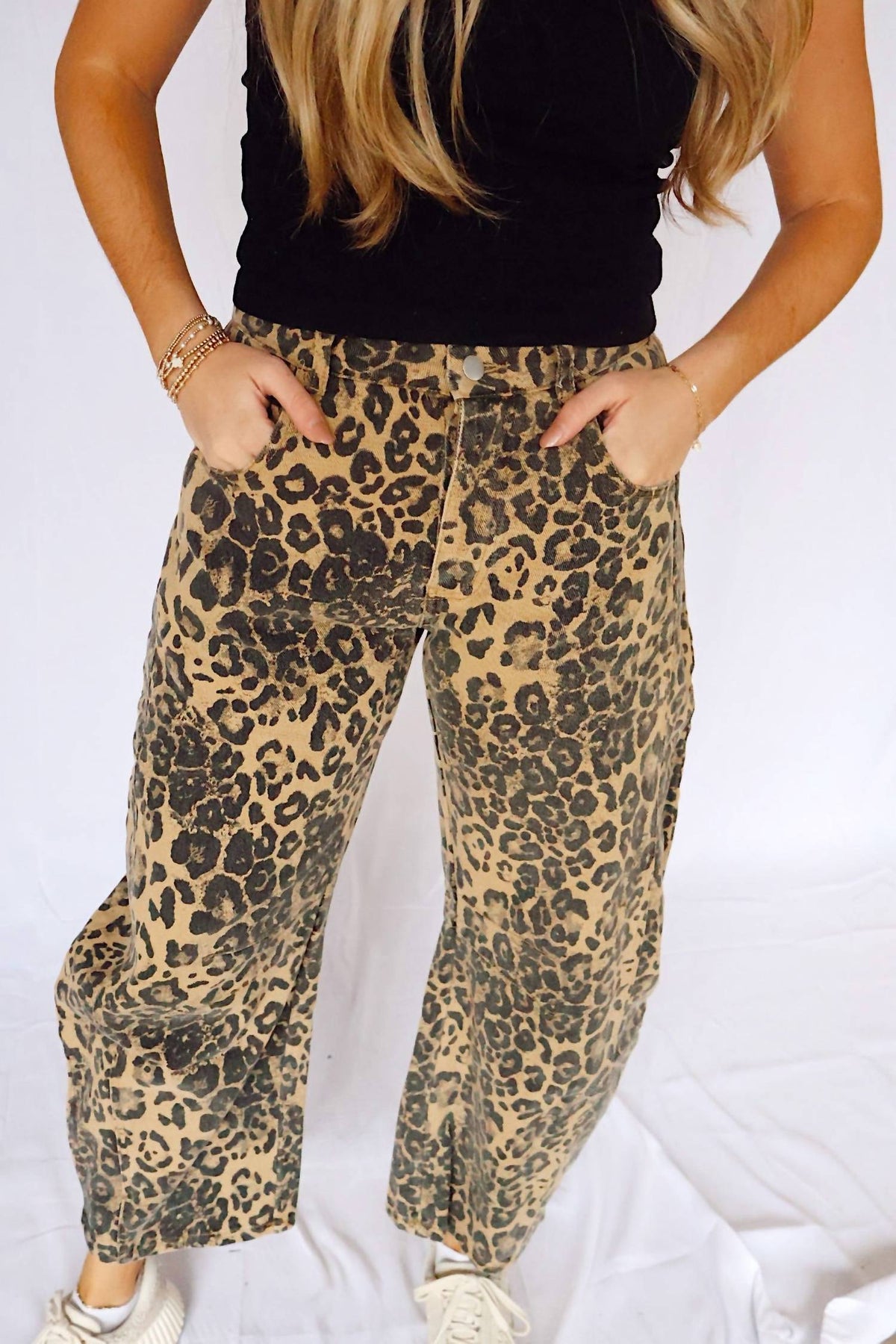 So Me - Animal Print Barrel Jeans
