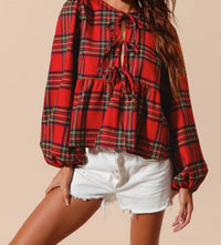 So Me - Christmas Plaid Top
