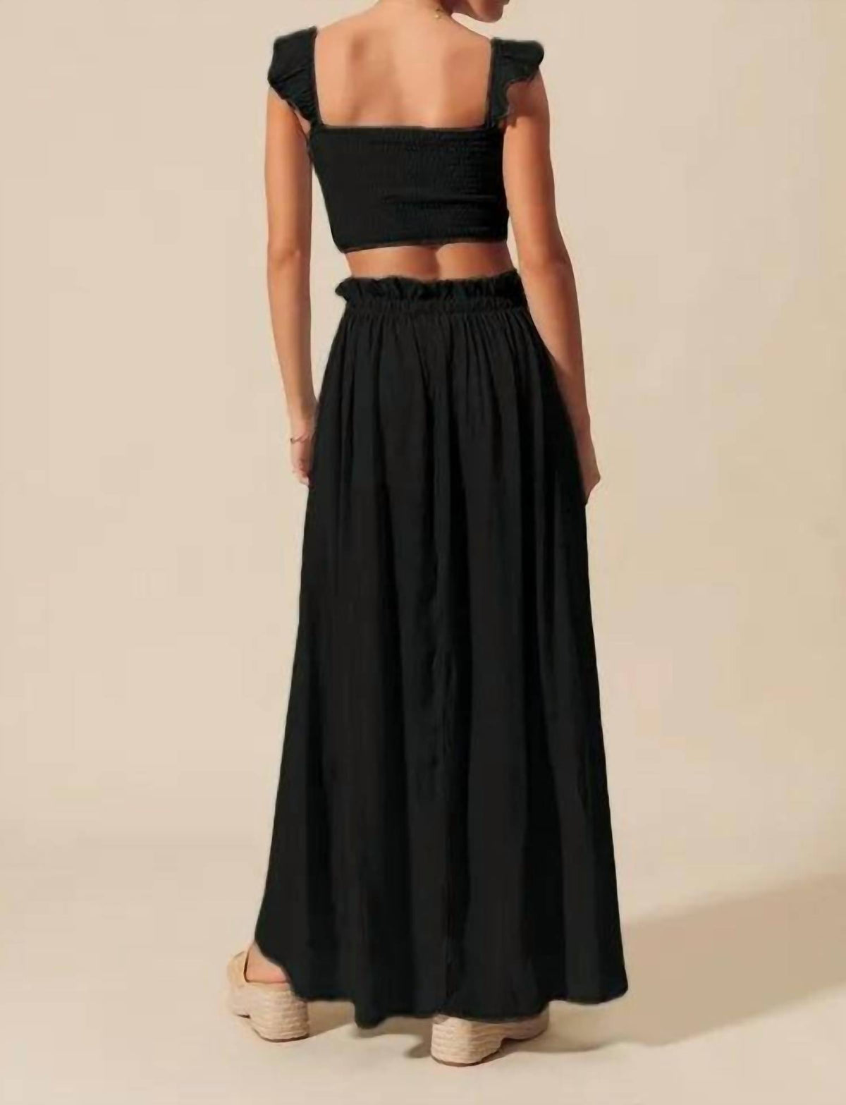 So Me - Smocked Top And Flowy Maxi Skirt Set