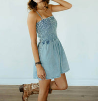 So Me - Stevie Smocked Denim Romper