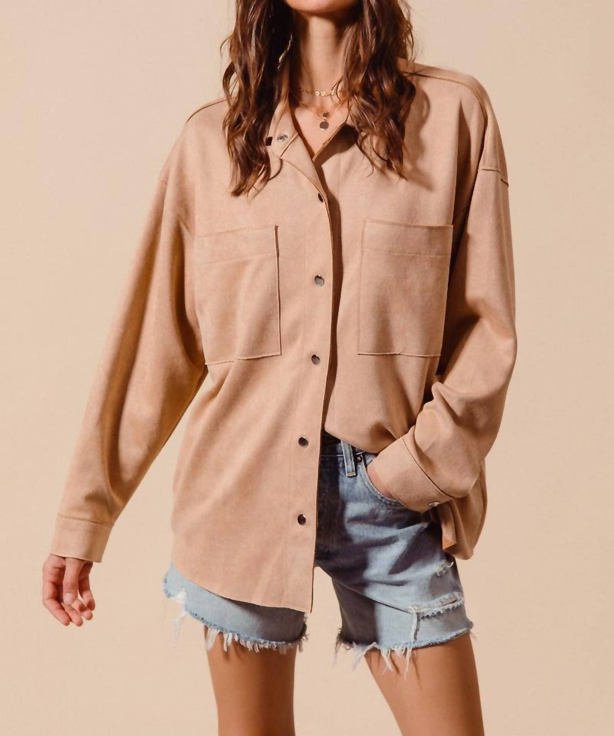 So Me - Women's Suede Snap Shacket