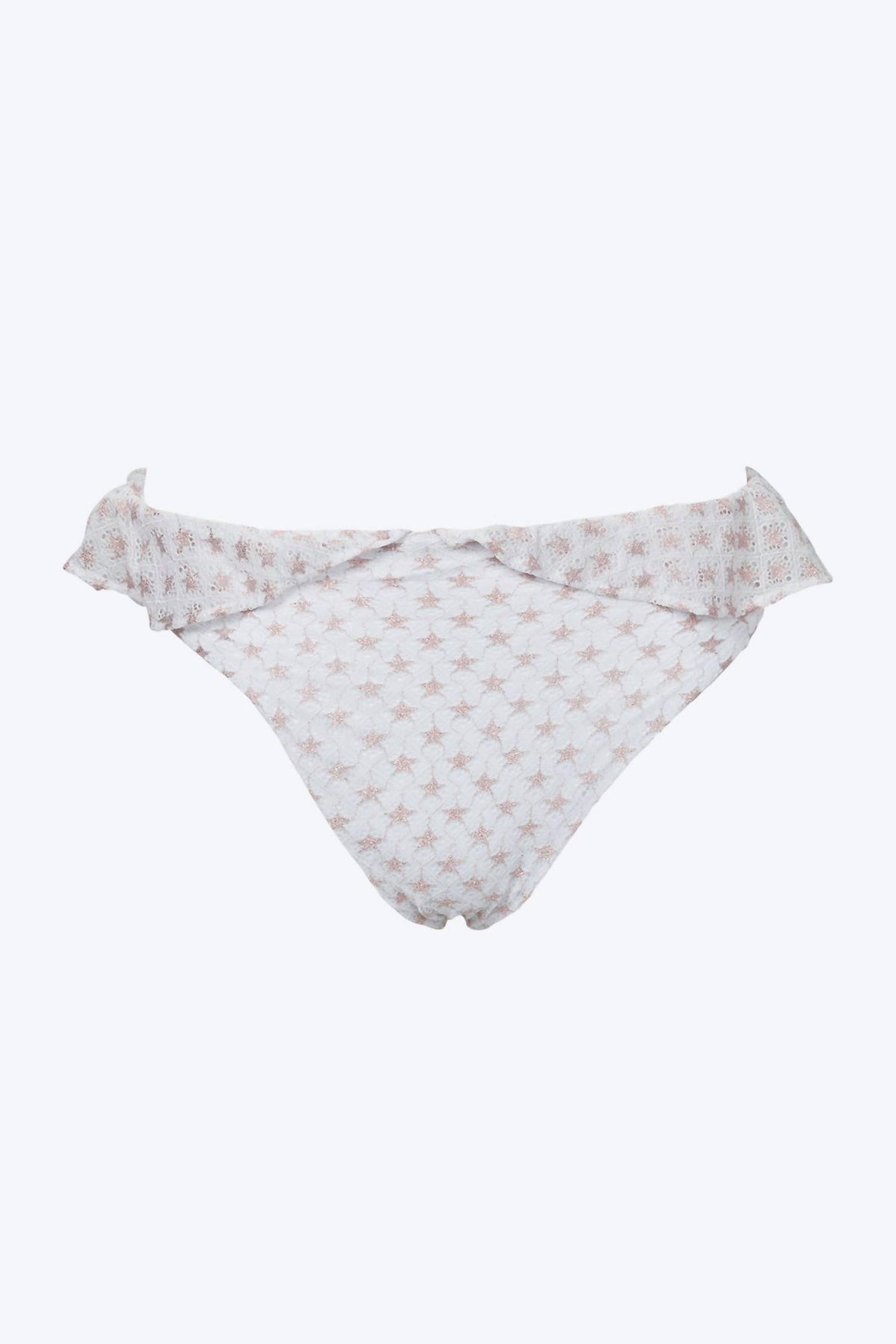 BELLA RUFFLED HIGH-LEG LACE BIKINI BOTTOM