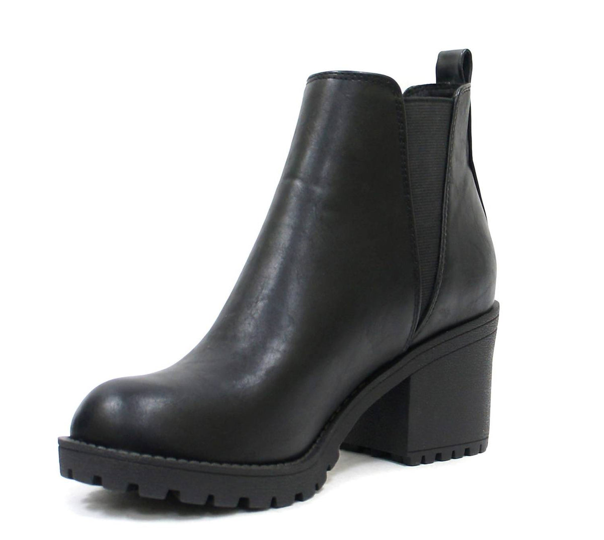 Soda - Women's Origami Lug Sole Mid Heel Ankle Bootie