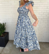 Sofie The Label - Emmy Flutter Sleeve Midi Dress - blue - clothing - dresses