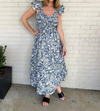 Sofie The Label - Emmy Flutter Sleeve Midi Dress - blue - clothing - dresses