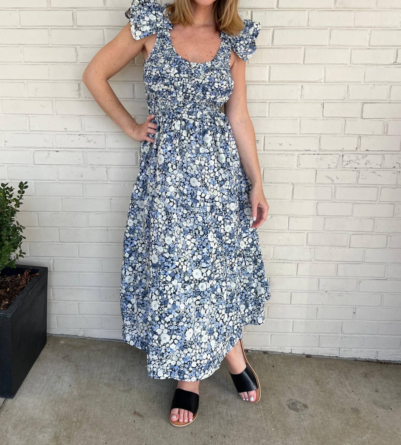 Sofie The Label - Emmy Flutter Sleeve Midi Dress - blue - clothing - dresses