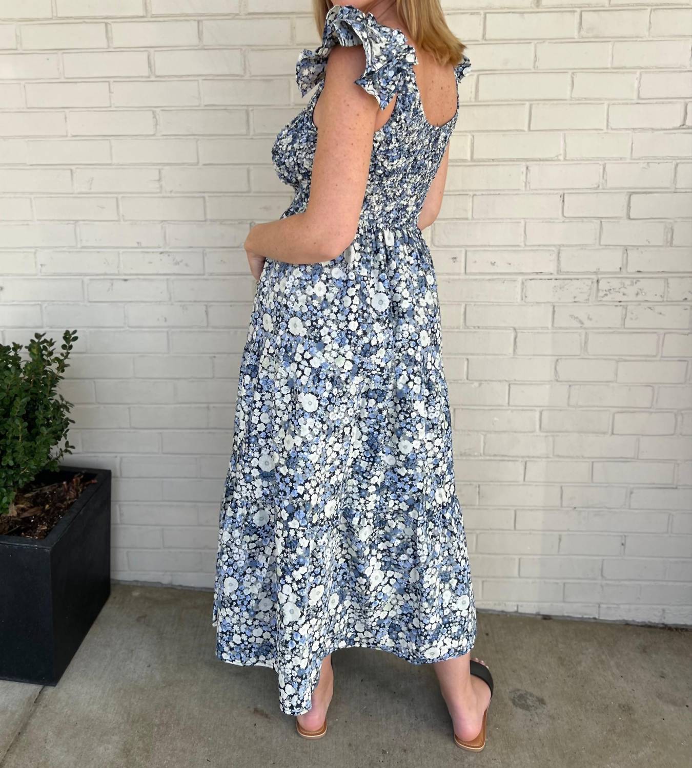 Sofie The Label - Emmy Flutter Sleeve Midi Dress - blue - clothing - dresses