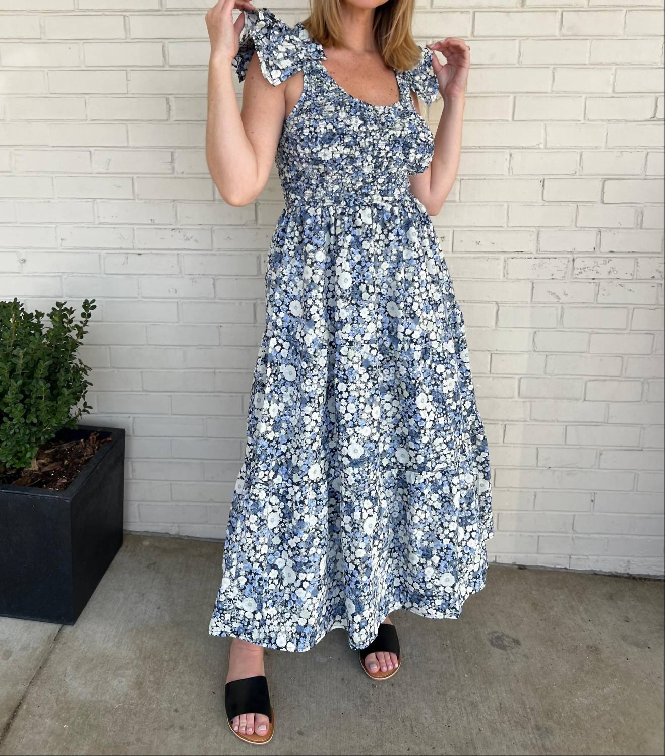 Sofie The Label - Emmy Flutter Sleeve Midi Dress - blue - clothing - dresses