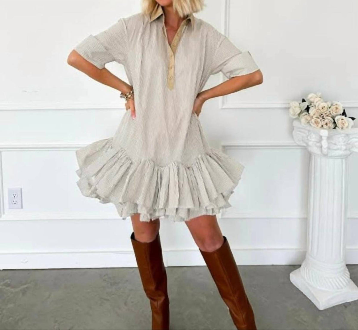 Sofie The Label - Striped Mini Shirt Dress