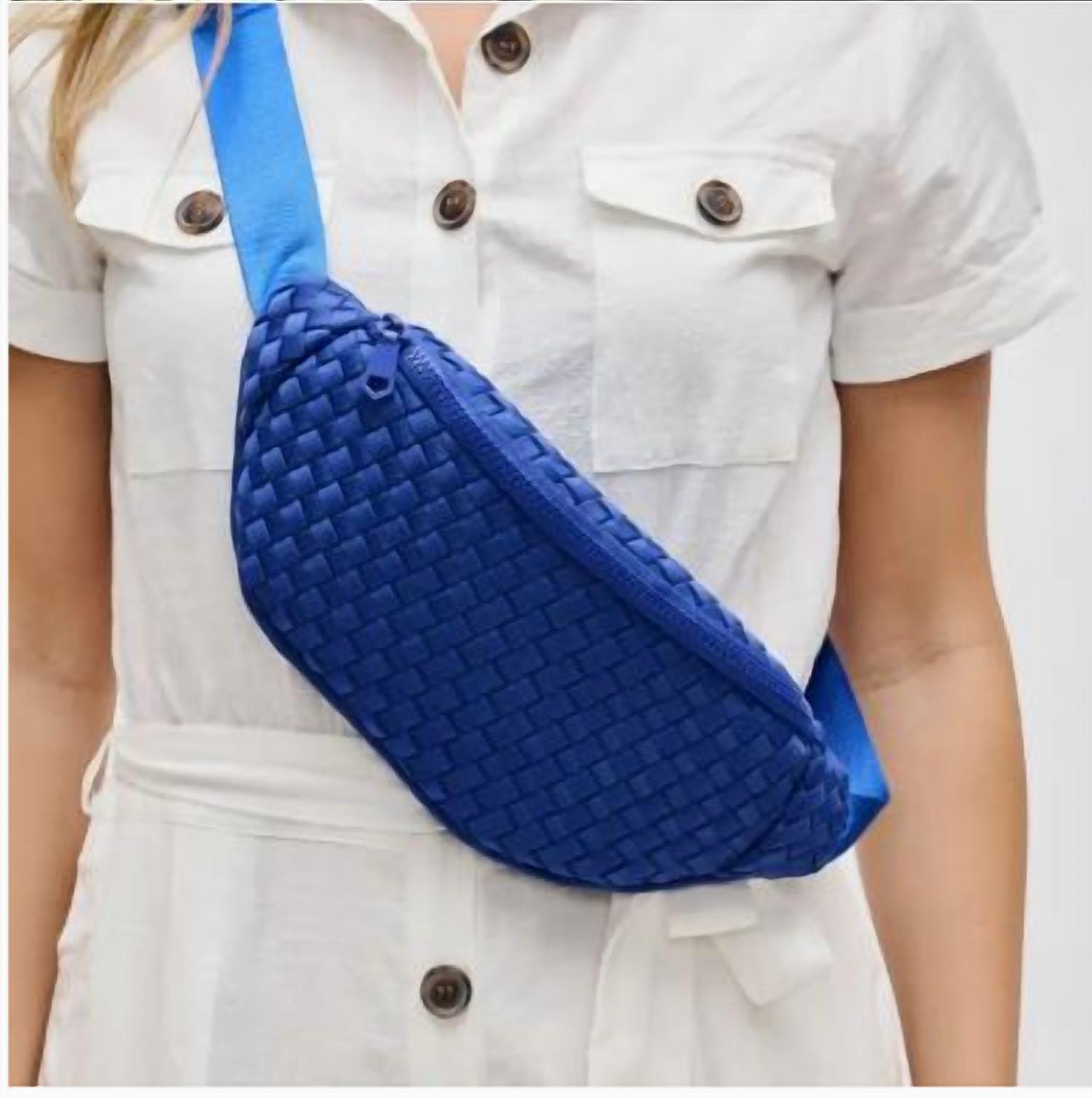 Sol And Selene - Aim High Woven Neoprene Belt Bag - bags - blue - crossbody - bags