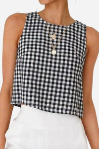 Soli Echo - Gingham Cropped Tank