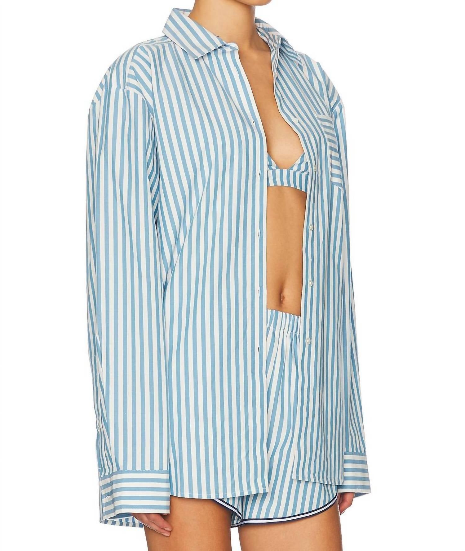 Solid & Striped - Avril Button Down Striped Shirt - blue - button - down - shirts - clothing
