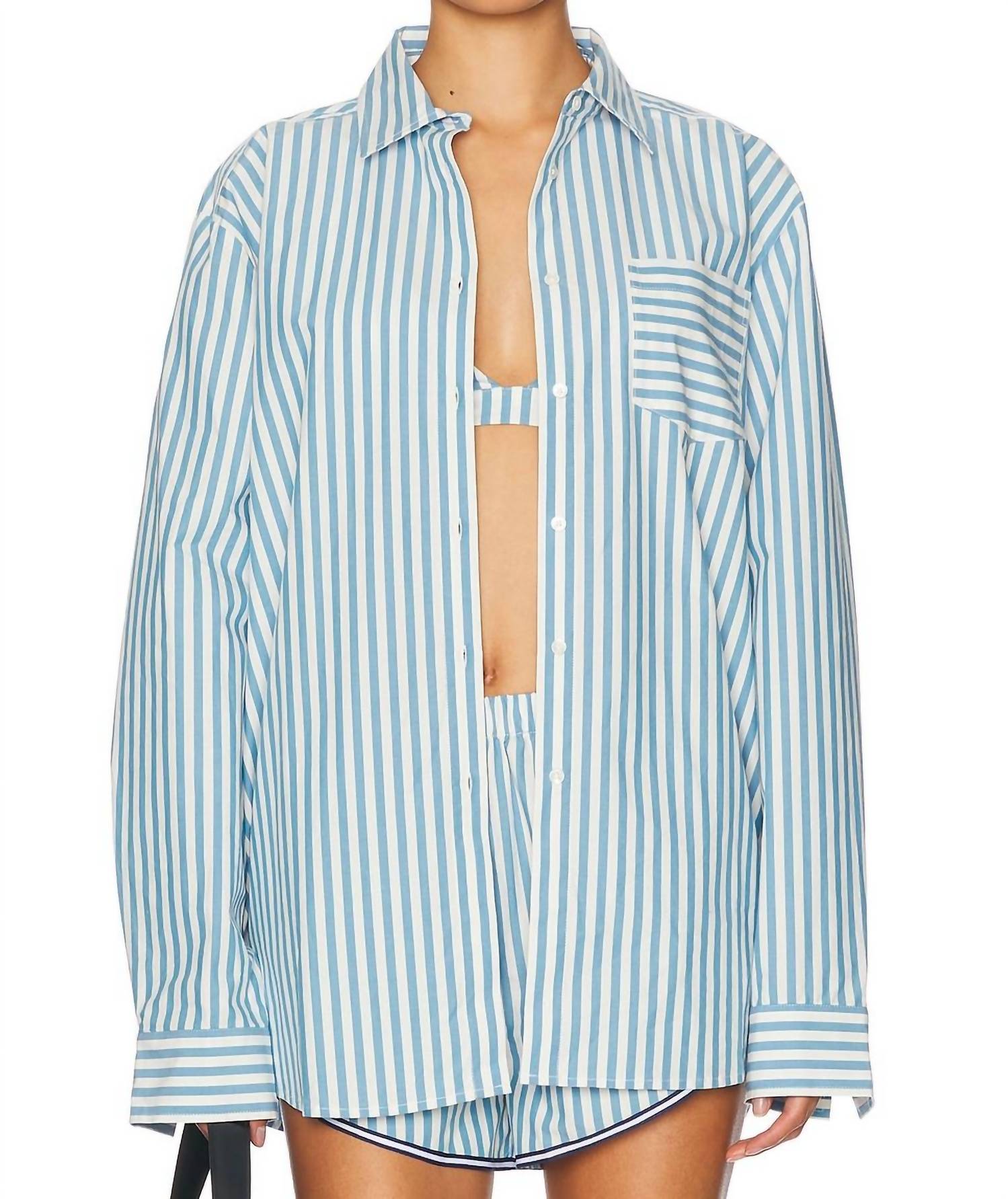 Solid & Striped - Avril Button Down Striped Shirt - blue - button - down - shirts - clothing