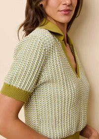 Solid & Striped - Dixie Polo Textured Top - clothing - cotton - green