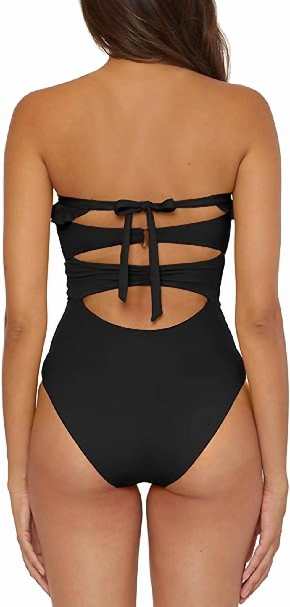 Soluna - Standard Buckle Up One Piece Bandeau Swimsuit - black - clothing - one - pieces